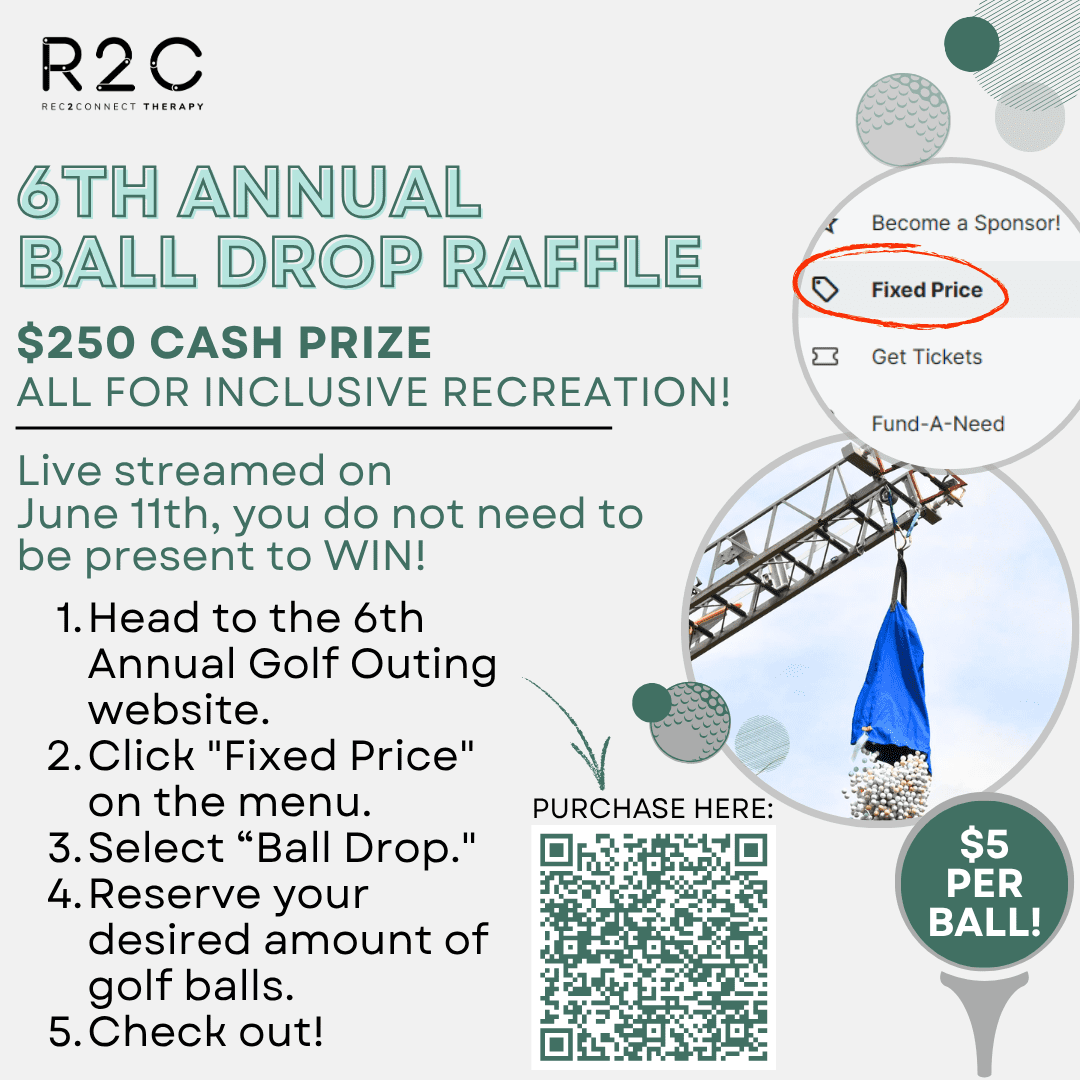 flier for Rec2Connect ball drop purchases for 2026 golf outing
