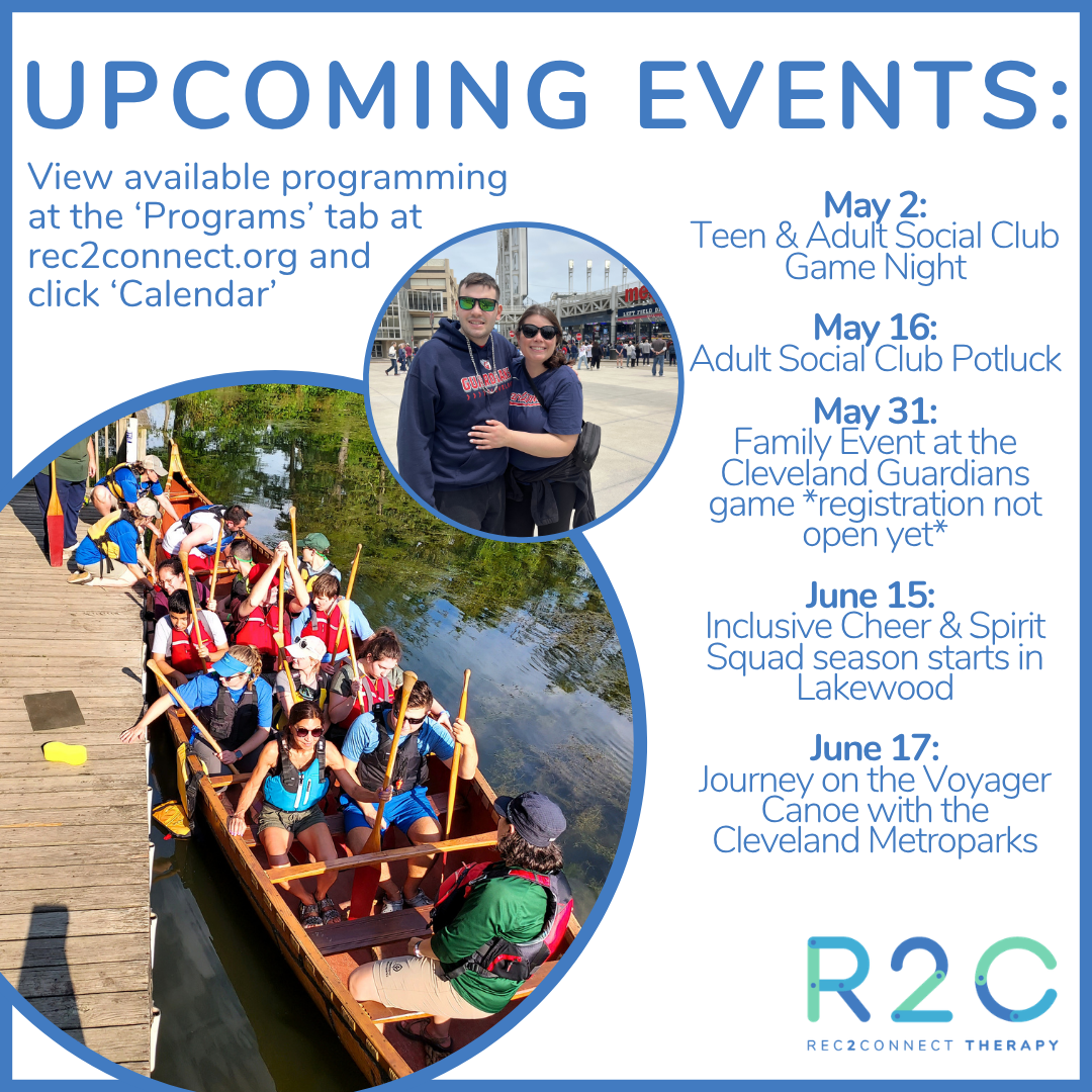 graphic for May 2026 Rec2Connect upcoming events